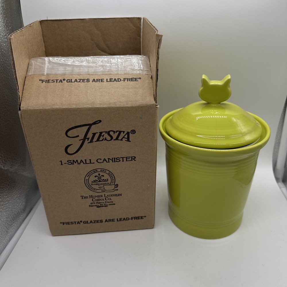 Fiestaware Lemongrass Cat Treat Canister W/lid Poppy NIB FIESTA New